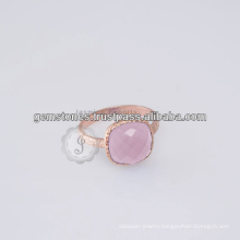 Rose Gold Ring Pink Chalcedony Gemstone Ring Wholesaler Silver Jewelry